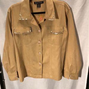 Ladies size L Gaudy Couture jacket  tan sequined